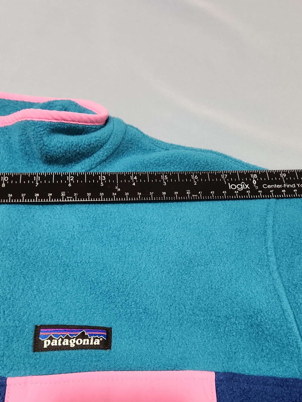 Patagonia Womens Synchilla Fleece - Teal, Navy & Pink. Size Large. - Picture 4 of 5